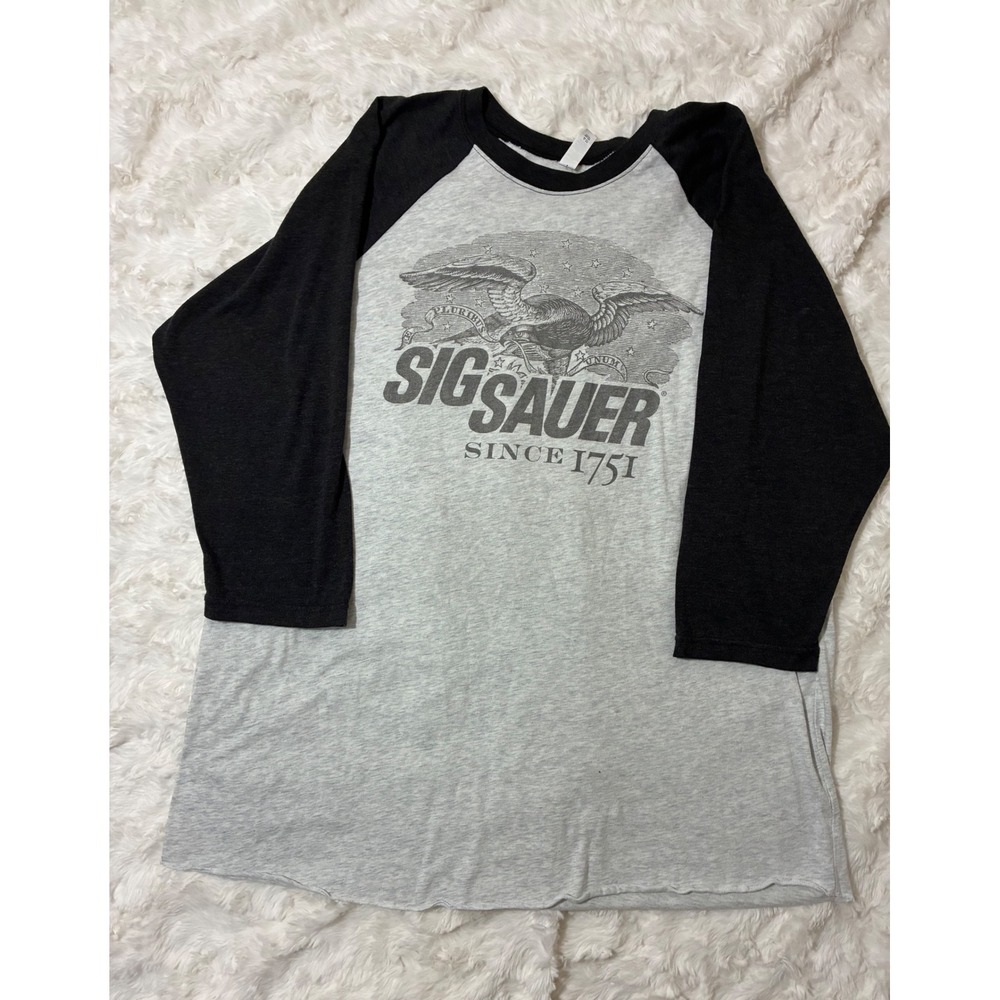 Nine Line Apparel Sig Sauer Raglan 3/4 Sleeve T-Shirt Grey Black Mens XXL‎